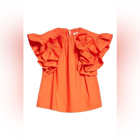 Ulla Johnson Tops - Ulla Johnson Elora Ruffle-Sleeve Cotton Poplin Top size 8